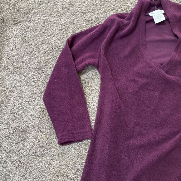 SOFT SURROUNDINGS Size Petite XS Wrap Purple Ruched Sweater Top Fleece V Neck - Picture 7 of 11